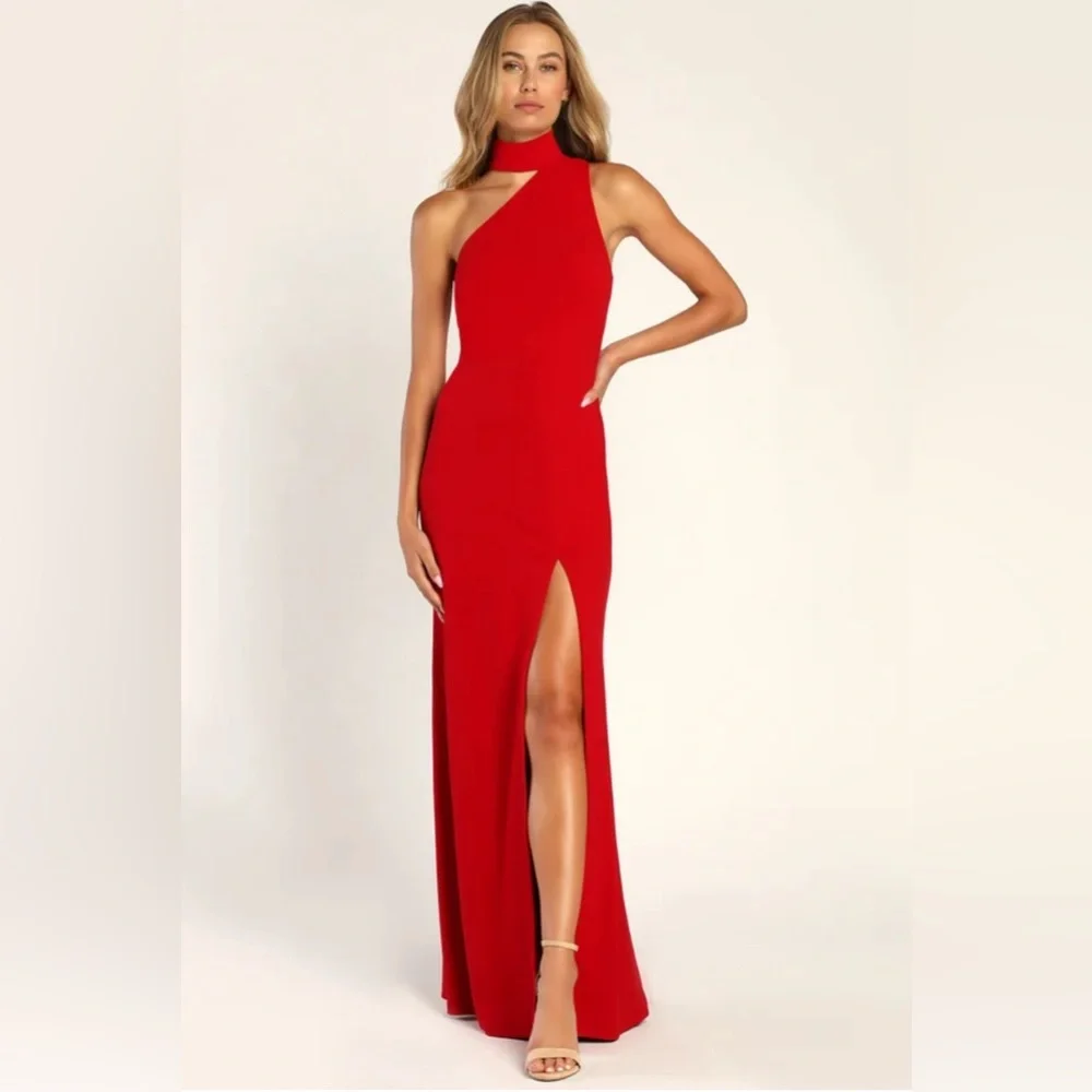 NWT Lulus asymmetric red formal dress - M - Picture 1 of 4